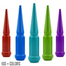 24 pcs 14x1.5 custom color spike spline lug nuts 4.5" tall powder coated durable coating prismatic powder