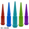 16 pc 12x1.5 custom color spike spline lug nuts 4.5" tall powder coated durable coating prismatic powder