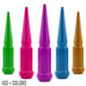 20 pc 1/2-20 custom color spike spline lug nuts 4.5" tall powder coated durable coating prismatic powder