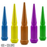 32 pc 14x2 custom color spike spline lug nuts 4.5" tall powder coated durable coating prismatic powder