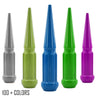 1 pc 9/16-18 custom color spike spline lug nuts 4.5" tall powder coated durable coating prismatic powder steel durable