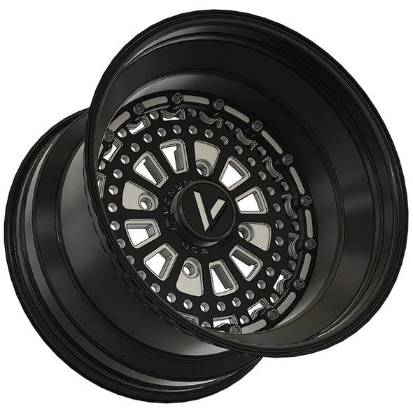 black milled utv wheel v7 style with center cap forged wheels billet sidexside custom powder coated wheels 4x110 4x137 4x156 5x4.5