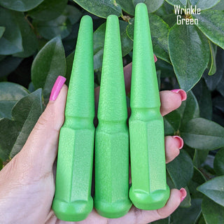 1 pc 9/16-18 wrinkle green spike lug nuts 4.5" tall powder coated durable coating