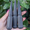 1 pc 1/2-20 wrinkle hot rod black spike lug nuts 4.5" tall powder coated durable coating