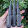 24 pc 14x2 wrinkle hot rod black spike lug nuts 4.5" tall powder coated durable coating