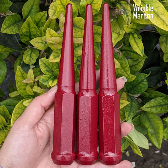 20 Pc 12x1.25 Spike Lug Nuts 6" Tall - Powder Coated - Various Colors