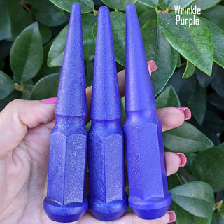 1 pc 9/16-18 wrinkle purple spike lug nuts 4.5" tall powder coated durable coating