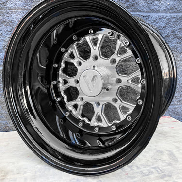 v3 dual drilled machined finish black utv wheel for can am x3 polaris pro R rzr can am x3