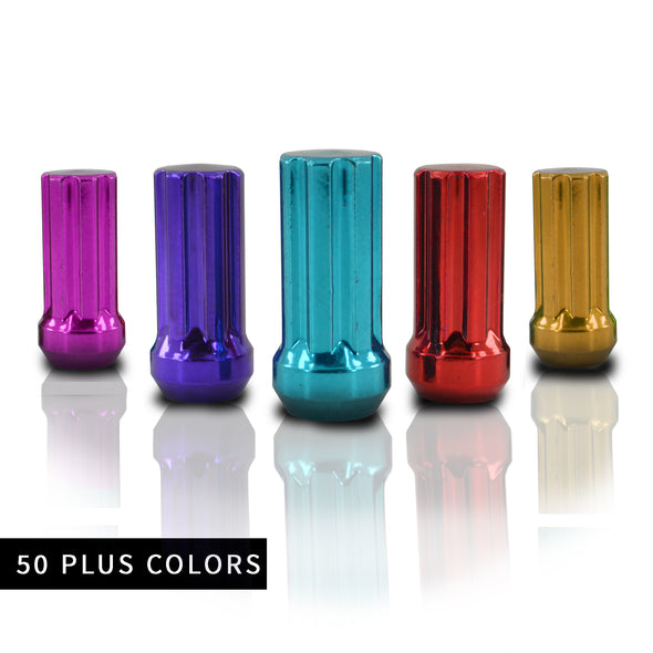 7 spline 2 inches tall durable powder coated custom color aftermarket conical seat lug nuts