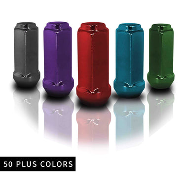 9/16-18 Tall Acorn Closed End 10.9 Steel Custom Color Durable Powder Coated Aftermarket Conical Seat Lug Nuts